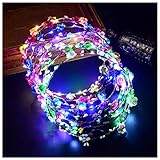 FunPa LED Flower Headband,7Pcs Flower Crown Garland Headband Flower Headdress Floral Headband for Women Girls Hair Accessories Birthday Wedding Festival Party