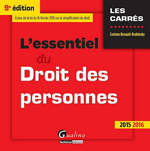 Télécharger L'Essentiel du Droit des personnes 2015-2016, 9ème Ed. Livre PDF Gratuit