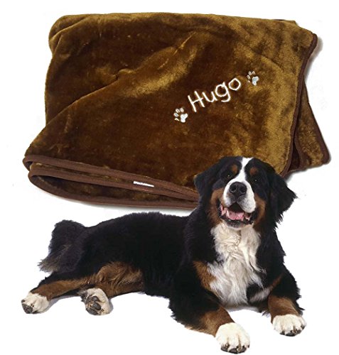 Spoilt Rotten Pets - Personalised Large 150cm x 200cm Blanket Size - Soft & Furry 'Bear Hug' Pet Dog Blanket - Any Name Embroidered No Extra Charge …