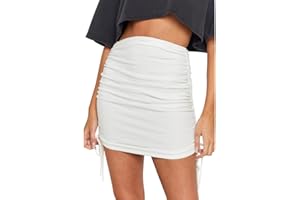 KOEMCY Gonna Donna Vita Alta Sexy Minigonna Corta Gonna Lavorata a Maglia alla Gonna Plissettata con Coulisse Slim Fit Bodycon Skirt Party Clubwear