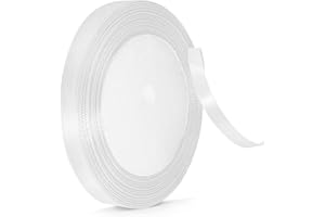 Bealif White Satin Ribbon, 6mm X 22m White Solid Color Fabric Ribbons Thick Decorative Ribbon for Hair Bows, Sewing Project, Gift Wrapping, Crafting, Floral,Wedding Decoration(25 Yards)
