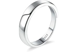 ALEXCRAFT Anelli Argento 925 Regolabile Uomo Donna a Fascia 2/4/5/10/15mm Mignolo Coppia Fidanzati Pollice Inossidabile