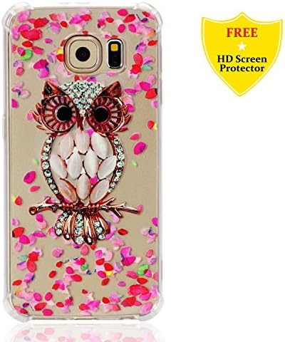 Galaxy S6 Case + Free HD Screen Protector,idatog® Colorful Design Soft Silicone Gel Skin Cover Case Flexible TPU Creative Case Bumper Shockproof Anti-Scratch Protective Back Cover For Samsung Galaxy S6 (Pink)