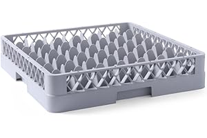 HENDI Spülkorb, Spülmaschinenkorb, Gläserkorb, für Gläser und Tassen, 36 Fächer, Polypropylen, 500x500x(H)104mm, grau