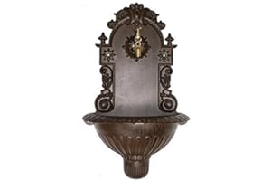 linoows Wandbrunnen Nostalgie Brunnen, Aluminium, Wetterfest, Braun 60 cm