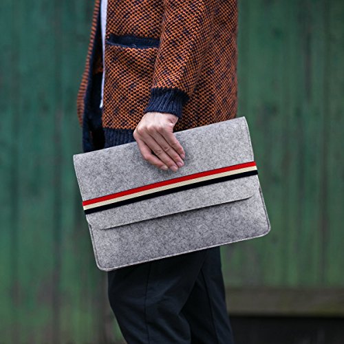 iDOO Filz Schutzhülle / Felt Sleeve Case für MacBook Air / Pro Retina 13 Zoll ohne CD-Laufwerk und Notebook / Laptop Tasche (12,9 -13,3 Zoll, Größe: 340 mm x 250 mm x 8 mm), grau mit Verschlussband - 7