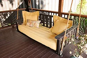 AD Planet Rope Hanging Wooden Hammock Swing Sofa for Living Room | House Swings for Adults | Patio Jhula for Home Indoor, Garden Outdoor & Balcony | Solid Wood, Walnut Finish, 48x24x18 Inch