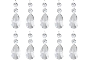 JPGhaha Navidad de Colgante de Cristal de Lágrima 48mm 10PCS Transparente Brillo Araña Prismas de Cristal Colgante para Candelabros Antiguos Lluminación