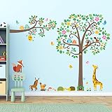 Decowall DML-1502P1512 Großer Blätterbaum & Zweige mit Tieren Wandsticker Wandaufkleber Wandtattoo Kinderzimmer - 2