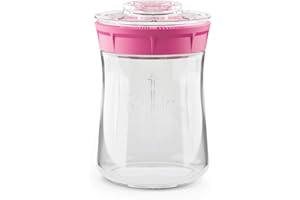 KEFIRKO Kefir Maker Starter Kit 900ml | All-in-One Fermenter for Homemade Milk & Water Kefir | Easy-to-Use Glass Jar with Strainer Lid & Airflow Cover | BPA-Free Materials - Pink
