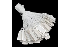 PERLIN 300 Etiquetas con hilo, de cartón, para precios o joyería, colgantes, 22 x 11 mm, color plata blanca