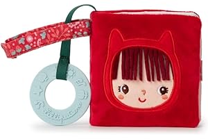 LILLIPUTIENS - Primo Libro di Stoffa per neonati Cappuccetto Rosso - Libro di Risveglio interattivo con Anello da Dentizione e Attività Tattili - Storie Incantate per Neonati dai 6 mesi - 83495