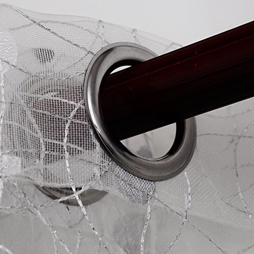 Top Finel Stickerei Voile Vorhang Gardine Polka Dot Oesenvorhang Dekoschal Vogelbest dekorativ BxH:195 x 245 cm Weiss 1 Stueck - 3