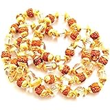 The Holy Store 54 Beads Rudraksh Mala with Golden Cap and Glass Beads
