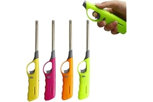 QOXEZY Lot de 3 briquets turbo flamme - 27 cm de long - Tige flexible - Longue tempête - Briquet - Briquets électriques remplis de gaz et rechargeables