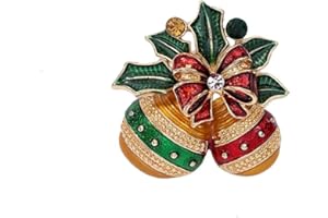 IMINI Spilla Natalizia con Campanella da Bavero per Donne e Ragazze CZ Fiocco Rosso Nodo Campana Scintillante Spilla Smaltata Clip Maglione Abito Spille Moda Natale Decorazione Festiva Forniture