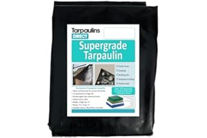 BRADSHAWS DIRECT Super Grade Tarpaulin 8.0m X 8.0m 270gsm Black/Silver Ultra Heavy Duty Tarp Sheet with Metal Eyelets