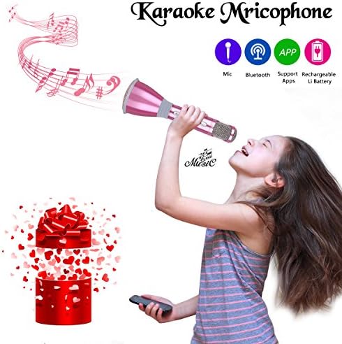 Microphone for Kids - Portable Wireless Microphone Karaoke with Bluetooth Speakers for Music Playing and Singing Anytime Anywhere - Support IPhone/Android IOS Smartphone/Tablet Compatible Gold (Green)
