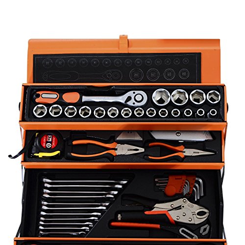 Homcom 85-tlg. Werkzeug Set Satz Steckschlüssel Kasten Kfz Werkzeugkoffer Knarrenkasten - 4