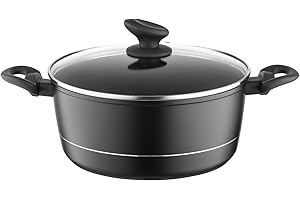 FLORINA Faitout Aluminium (5,1 l) I Diamètre de 26 cm I Marmite avec Couvercle en Verre DELUX I Casserole avec Fond à Induction I Faitout pour Induction, Marmite tous Feux I Revêtement Antiadhésif