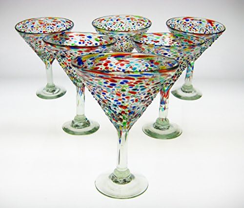 Mexican Glass Martini Pebble or Bumpy Confetti (6)