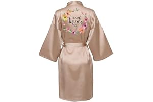 JPHCHSC Damen Brautjungfern Roben Kimono Badmantel Braut Morgenmantel Kimono Kurz Bademantel Satin Robe für Hochzeit Party Pool Party und Pajama Party
