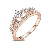 VJGOAL Damen Ring, 2018 Geschenk der Frau Valentine Neue Dame Fashion Gold Ziemlich Krone Kristall Prinzessin Verlobungsring (Größe 9=Durchmesser 19,5mm, Roségold)