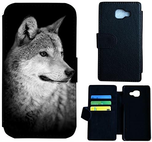 Flip case cover Wico case for, Plastic Fabric Leather, 1612 Wolf Schwarz Grau, Samsung Galaxy S6
