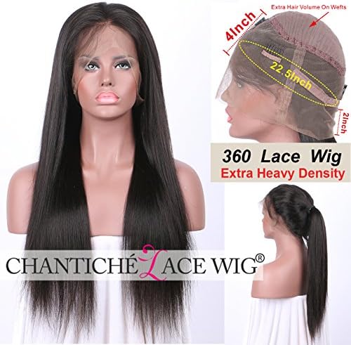 Chantiche Best 360 Lace Wig Pre Plucked, Silky Straight Brazilian Wig for Black Women Glueless Remy Human Hair Wigs with Baby Hair 150 Density Natural Colour 14 Inch