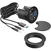 USB 3.0 HUB | ineo | 4 ports | 2 x USB-C | 2 x USB-A | audio I/O | installation in 60 mm desk hole | cable length 150 cm | du