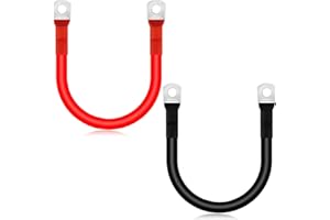 SELLINER Battery Inverter Cable,2 PCS 35 mm² Battery Cable,12V 2AWG 30cm Red and Black Battery Inverter Cable with Ring Terminals Copper Wire for Car,Truck, Motorcycle, Solar, RV, Marine…