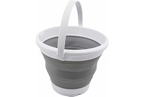 SAMMART Collapsible Bucket (White/Grey, 5.5L - Round)