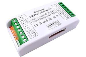 GIDEALED RGBW 4 Channel DMX Decoder,Mini RGB RGBW LED Strip Controller 16A DMX 512 Dimmer Driver Ambiance lighting Controller For LED Strip Lights DC12-24V