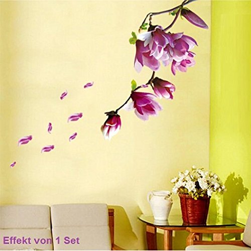 HALLOBO® XXL Wandtattoo Magnolie Blumen Magnolia Wandaufkleber Wandsticker Wall Sticker Wohnzimmer Schlafzimmer Deko - 5
