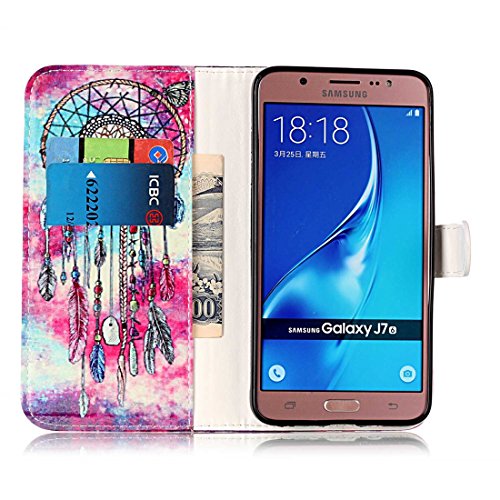 Samsung Galaxy J7 2016 Hülle,Galaxy J710 Lederhülle,Beddouuk Blume und Schmetterling Muster Design PU Leder Flip Cover Wallet Case Brieftasche mit Standfunktion Karteneinschub und Magnetverschluß,Folio Bookstyle Innere Weich Case Handytasche Schutz Etui Schale für Samsung Galaxy J7 2016/J710-Dreamcatcher - 4