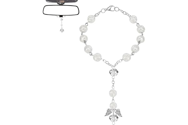 Mrltau Chapelet de Voiture pour Ange Gardien - Pendentif Rétroviseur - Décoration Intérieure - Porte-Bonheur - Accessoire - Cadeau