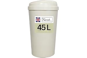 NeatPlastics Neat. 45L Large Recycling Bin for Kitchen with Touch Top Lid, Colour-Coded Lid for Easy Waste Sorting, Durable Plastic Waste Bin for Kitchen, Office, Home & Commercial Use, Cream, Pack 1