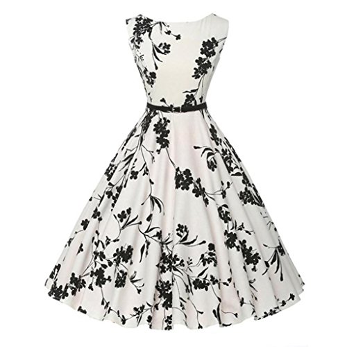 Mode Femmes Dames Dentelle en Mousseline de Soie Au-Dessus du Genou Mini Robe Robe de Fête Lâche Tefamore (XL, Blanc-2)