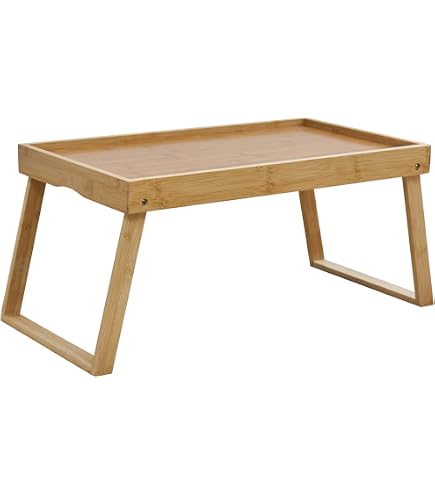 PLASTIC FORTE Tablett Mit Klappbaren Beinen – 51x33 Cm, 3 Fächer, Für Frühstück Im Bett Oder Arbeiten Auf Der Couch