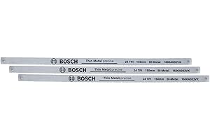 Bosch Hacksaw Blades Precise 150mm 3-Piece (Accessories for Hacksaw 150mm; 24 TPI; Durable Bi-Metal Saw Blade for Precise Cuts in Metal, Plastic and Soft Wood; Hard Sawing Teeth)