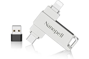 【Sans Application】Nanopell Clé USB 32 Go, 3 in 1 Cle USB lphone Avec Boîtier Entièrement Métallique et Fonction Etanche. lPhone Cle USB pour Photos et Données. Clé Stockage Compatible i0S/Android/PC.
