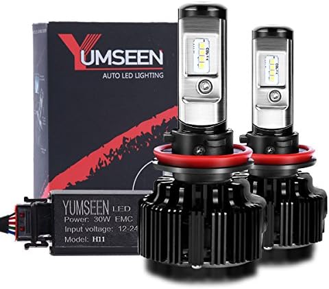 YUMSEEN LED Headlight Bulbs Conversion Kit-H11(H8,H9),60w 6,400Lm 6000K Cool White Philips Light Source - 2 Yr Warranty (H11(H8,H9))
