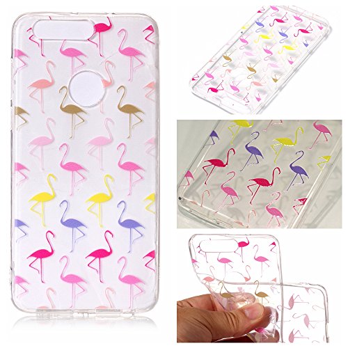 Honor 8 Case, Huawei Honor 8 Cover,Transparent Clear Soft TPU Gel Cover Protector Case for Huawei Honor 8, Cozy Hut Crystal Clear TPU Case Soft Slim Anti-Scratches Shock Absorption Soft Silicone Back Colorful Printed Pattern Silicone Case Protective Cover Cell Phone Case for Huawei Honor 8 5.2 Inch - Flamingo