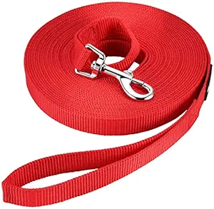 Dream Home 30FT Nylon Dog Training Lead Dog Leash Long Leash for Dogs. (Red, 30FT)