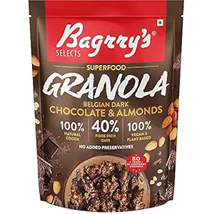 Bagrry?s Superfood Granola Belgian Dark Chocolate & Almonds | Breakfast Cereals | Multigrain | 40% Oats & Quinoa Flakes, 400g