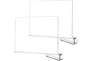 DUTWROY Acrylic Shelf Dividers for Closets 2 Pack Clear Shelf Separators Closet Organizer Divider for wardrobe Bookcases Wood Closet Kitchen Cabinets Shelf Storage and Organization