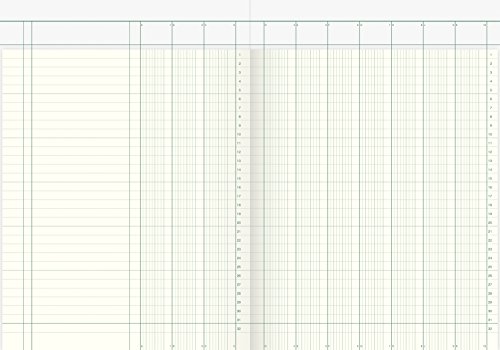 König & Ebhardt 8611601 Geschäftsbuch / Spaltenbuch (A4, mit Kopfleiste 10 Spalten, 32 Zeilen, 80g/m², 40 Blatt Drahtheftung) - 4