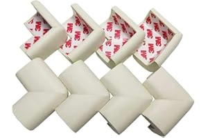 VINIFREDY 4/8 pcs Super Soft Child Baby Corners Protector Soft Foam Edge Table Corners Protection Furniture Guards (8 White)