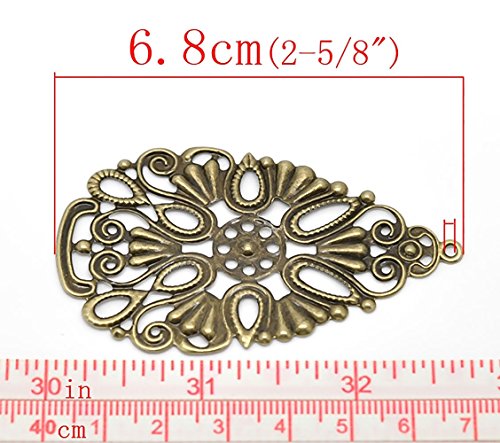 20 filigrane Deko-Ornamente, Verzierung, Tropfen, 6,8 x 4 cm bronze - 3