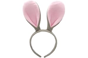 CJQRL Serre-Tête Oreilles de Lapin Mignon en Peluche pour Pâques Cosplay Accessoires de Coiffure Décoration Fête Coiffe Duveteuse Enterrement Vie Jeune Fille Enfants Filles Adultes Gris